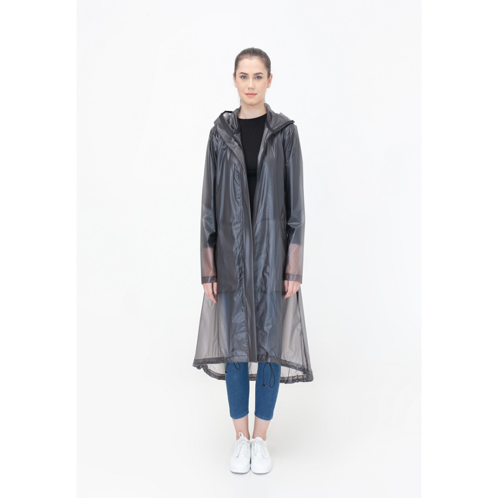 Heaven Sent - Jas hujan  Outerwear Atasan Wanita Qansha Raincoat Black Size L-XL (LD 115cm)