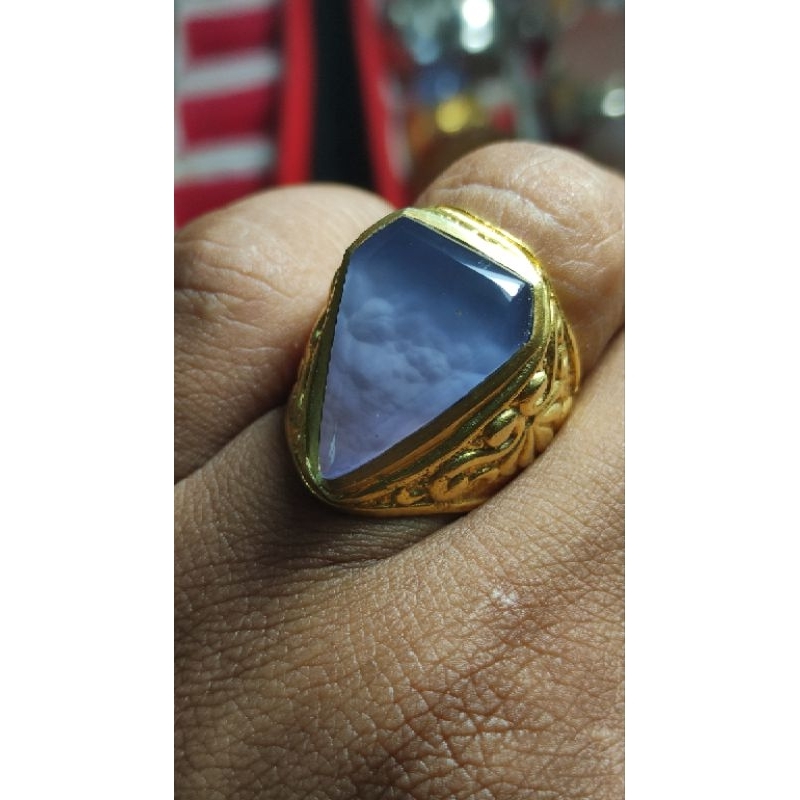 Natural Cincin akik batu biru langit