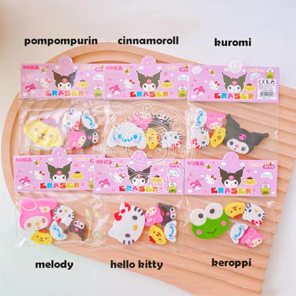

set penghapus kitty melody kuromi cinnamoroll pompompurin keroppi