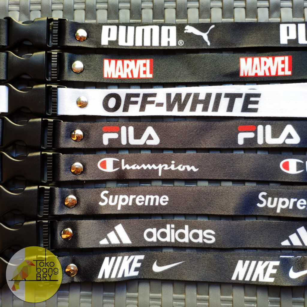 Kalung Lanyard BRAND SPORT 3 Ring Karet Kecil Sedang Besar - Tali Kalung