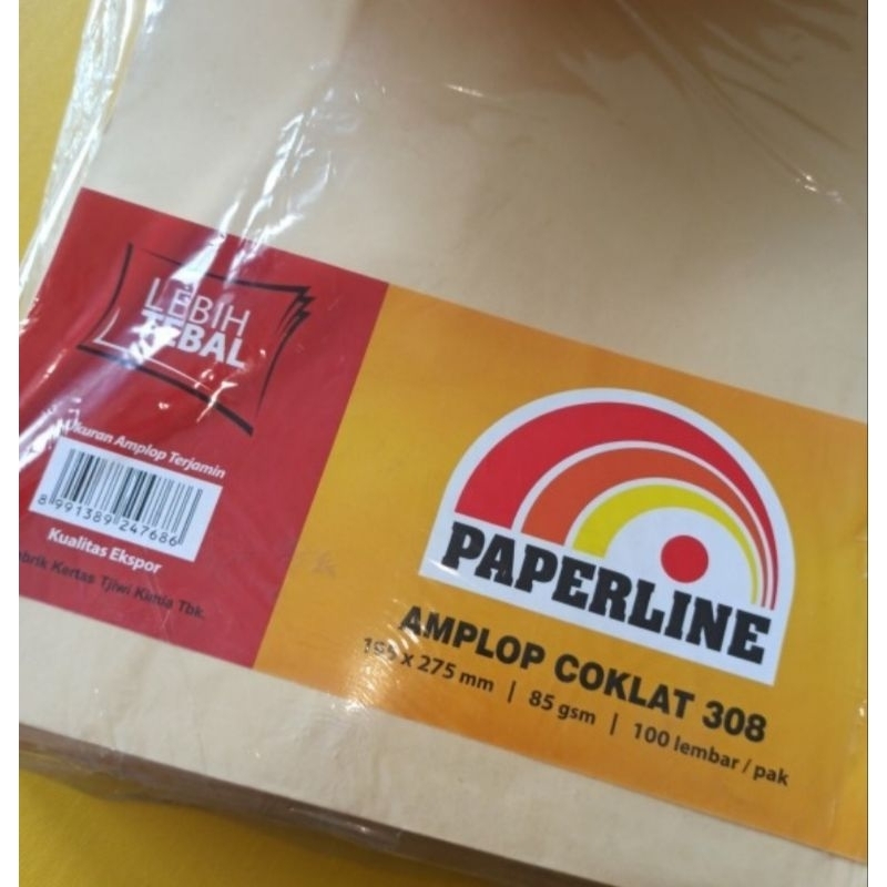 

Amplop coklat paperline 308 (ukuran 1/2 folio)