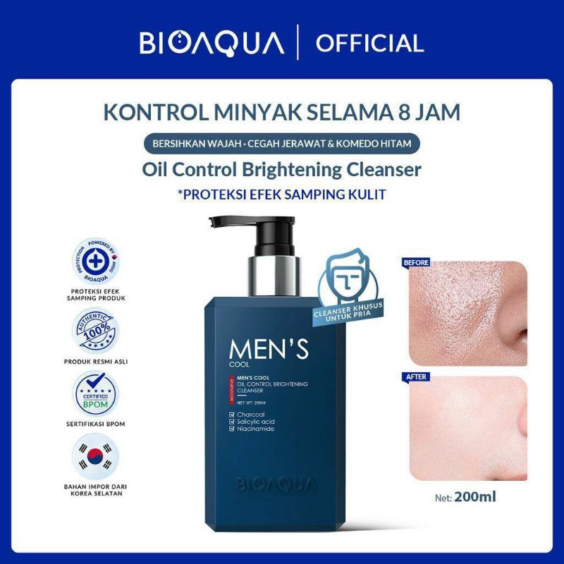 BIOAQUA Skincare Pemutih Wajah Men's Skincare Oil Control