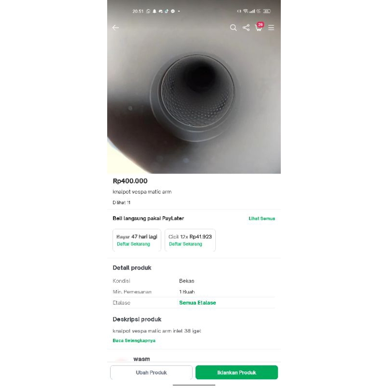 knalpot arm Vespa matic