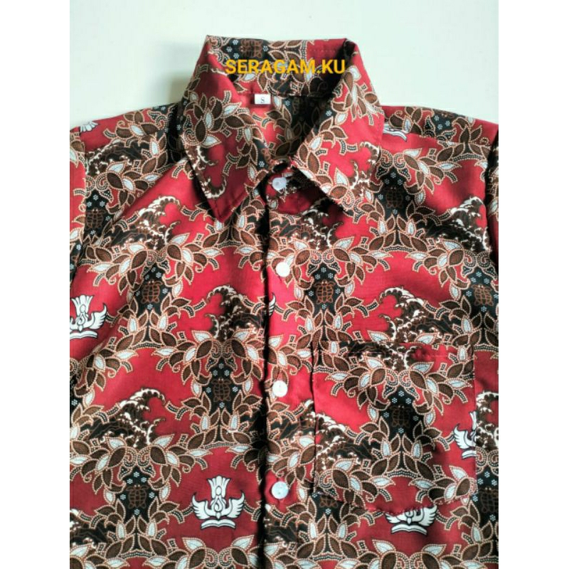 BATIK SD NEGERI/Baju Batik Seragam Sekolah SD/Batik Sekolah Motif Penyu merah SD