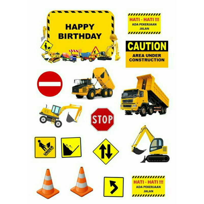 Topper Cake Tema Truk EXCAVATOR / HIASAN kue Ultah Tema Truk REKONRTUKSI Custom