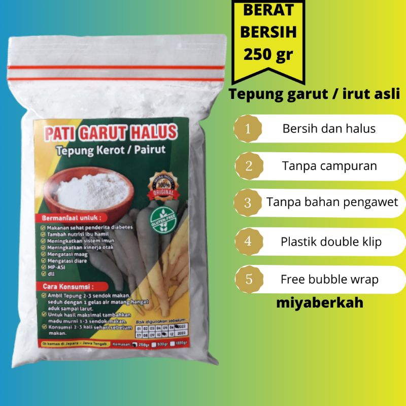 

Pati garut 250gr asli organik untuk asam lambung obat maag alami umbi irut tepung kerot kerut angkrik