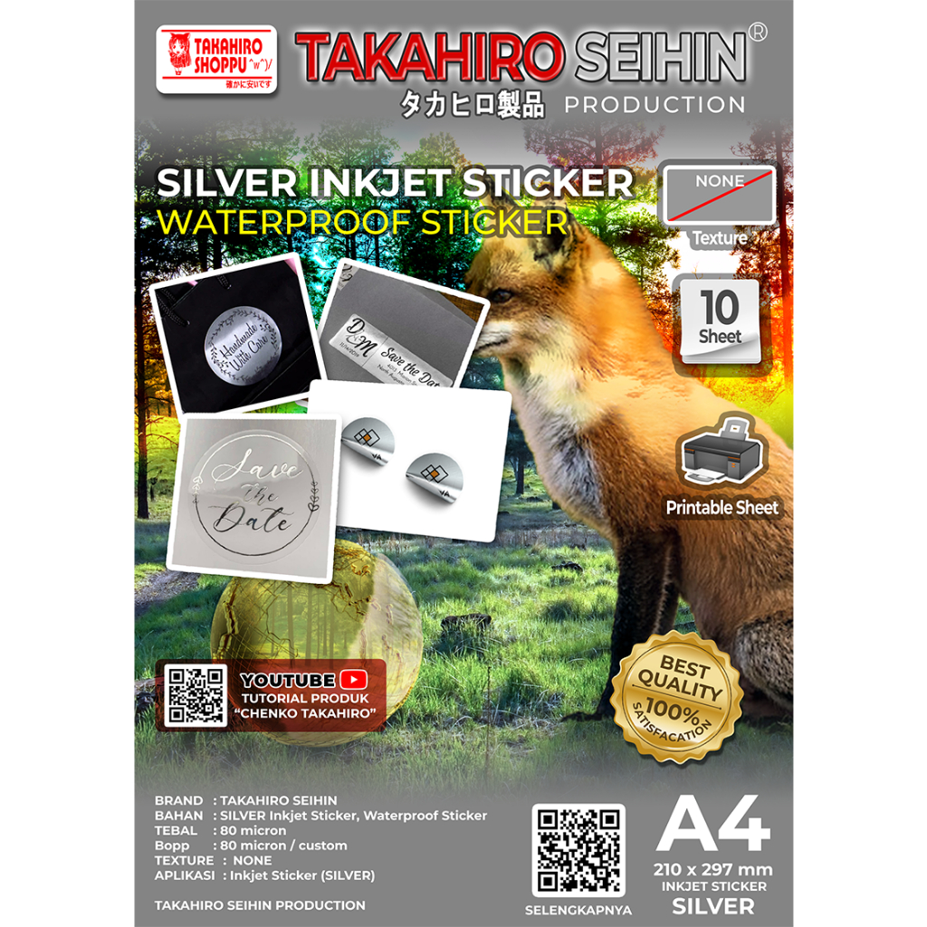 

STICKER SILVER A4 INKJET Waterproof TAKAHIRO SEIHIN