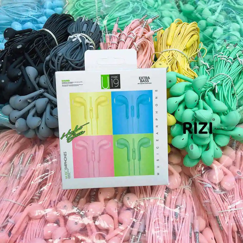 Terbaru Headset U19 Macaron Makaron Plastik Hf Earphone Kabel Dove Glossy Packing