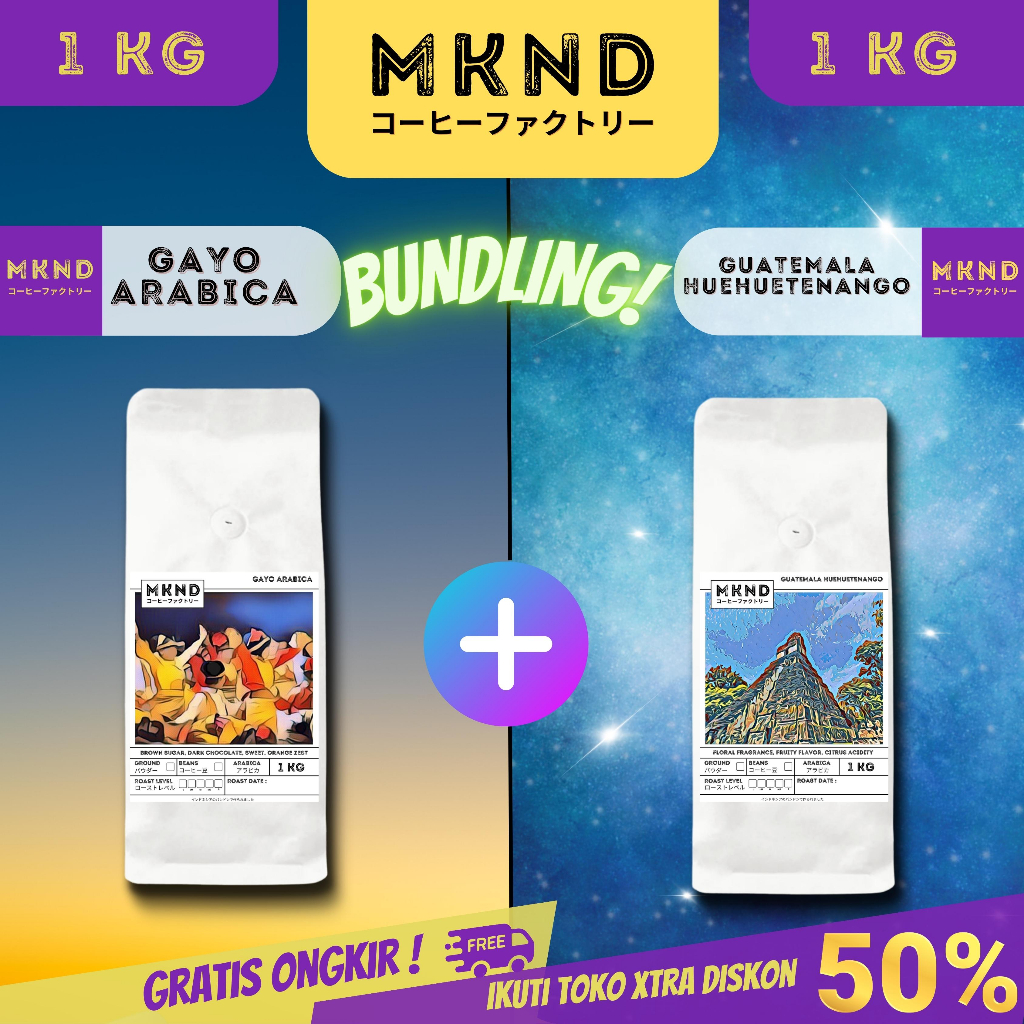 

MKND® BUNDLING HEMAT 2X1KG KOPI ARABIKA ACEH GAYO GRADE 1 SINGLE ORIGIN + KOPI ARABIKA GUATEMALA HUEHUETENANGO SPECIALTY SINGLE ORIGIN IMPORTED BEANS PROMO DISCON | BIJI BUBUK | SINGLE ORIGIN | PREMIUM COFFE | ROASTED BEANS | MANUAL BREW | COFFE ROASTERY