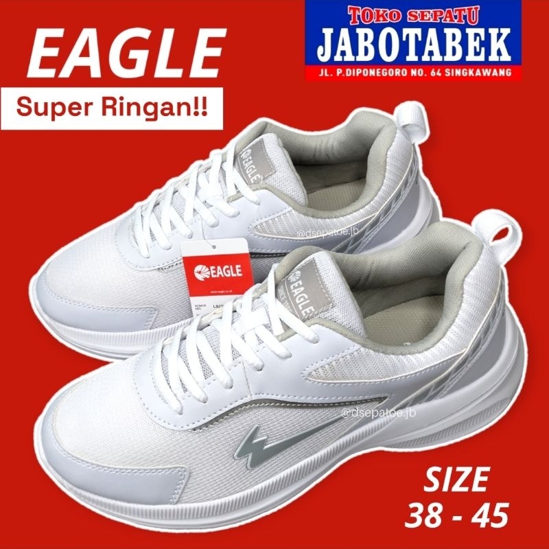 [COD] Sepatu sporty casual EAGLE warna putih 38 39 40 41 42 43 44 45 big size jumbo cowok cewek unis
