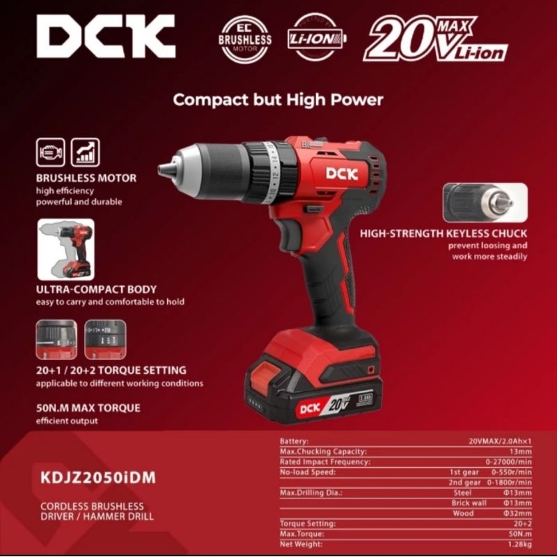 DCK KDJZ2050i Cordless Brusless Impact Drill