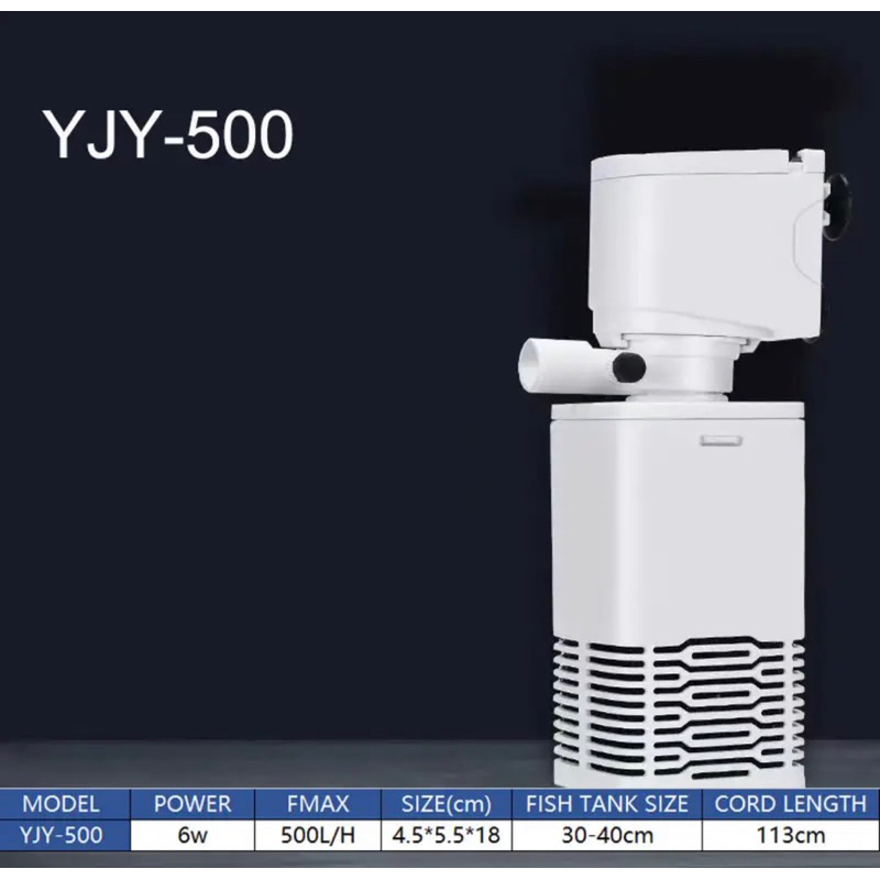 Yee YJY-500 Pompa Akuarium Ikan Aquarium Filter Pump Submersible Gelembung Udara 3 In 1 Fish Tank Ai