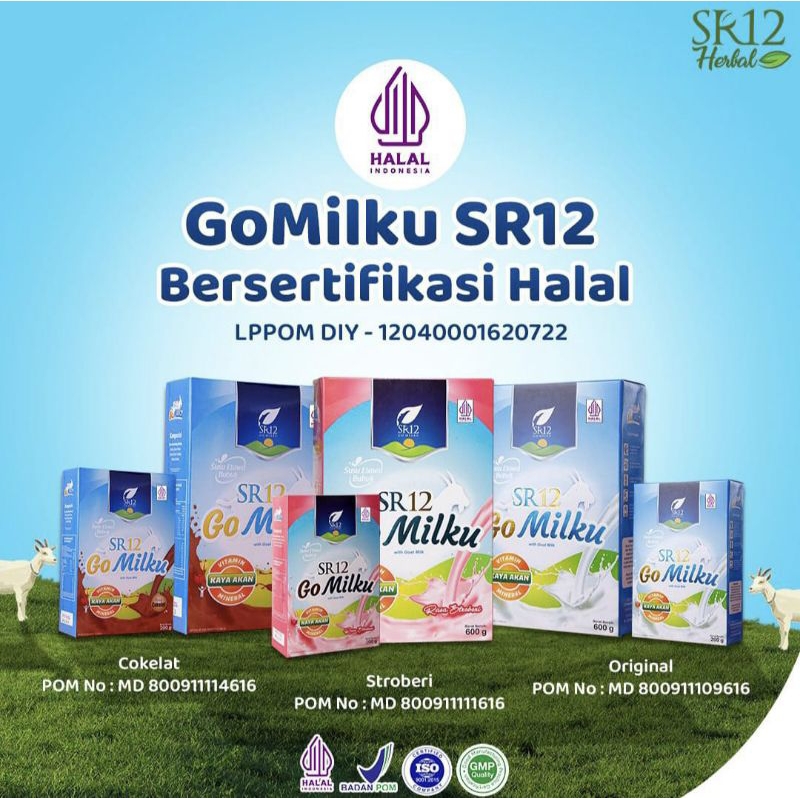 

SUSU KAMBING ETTAWA GOMILKU SR12 HERBAL RASA VANILLA, COKLAT DAN STROBERI 200 gram