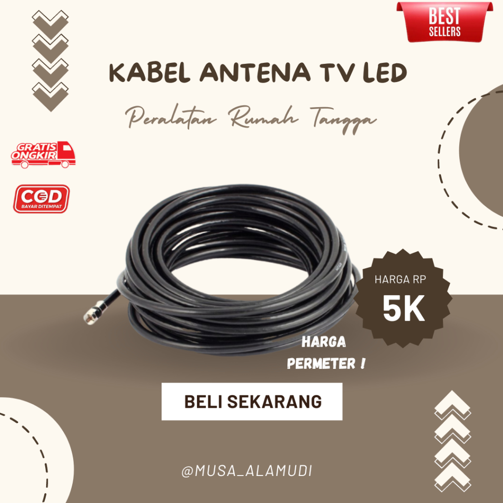 Kabel Antena TV LED,LCD Dan TV Smart Harga Permeter Tahan Panas