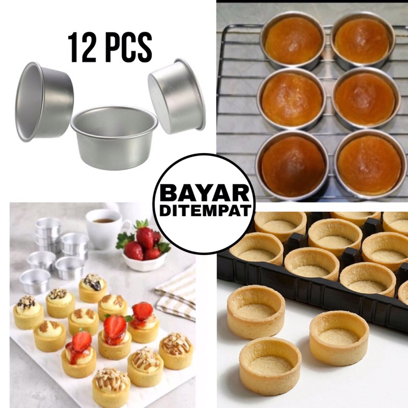 12 Pcs Set Pres Cetakan Kue Tarlet Mini + Penekan Tart Tarlets Bento Balbal 4 5 6 cm Loyang Bulat Mi