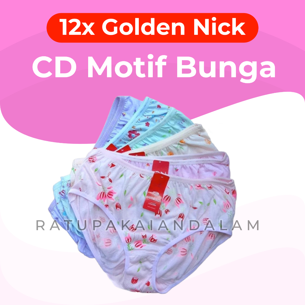 (1 LUSIN) CD WANITA GOLDEN NICK MOTIF BUNGA 937 CD JUMBO XXL CELANA DALAM WANITA - Ratupakaiandalam