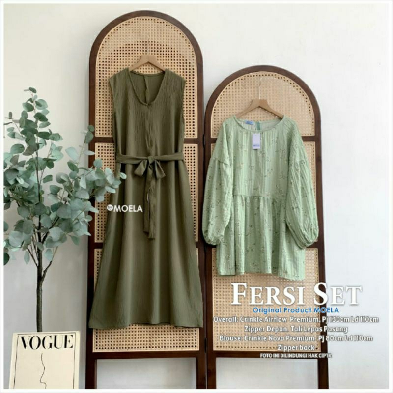FERSI SET DRESS ORI MOELA // Outer Gamis Polos Mix Blouse Kekinian Dress Terbaru
