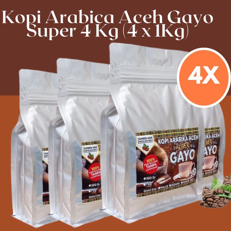 

Kopi Arabika Aceh Gayo Super 4 Kg (4 x 1Kg)