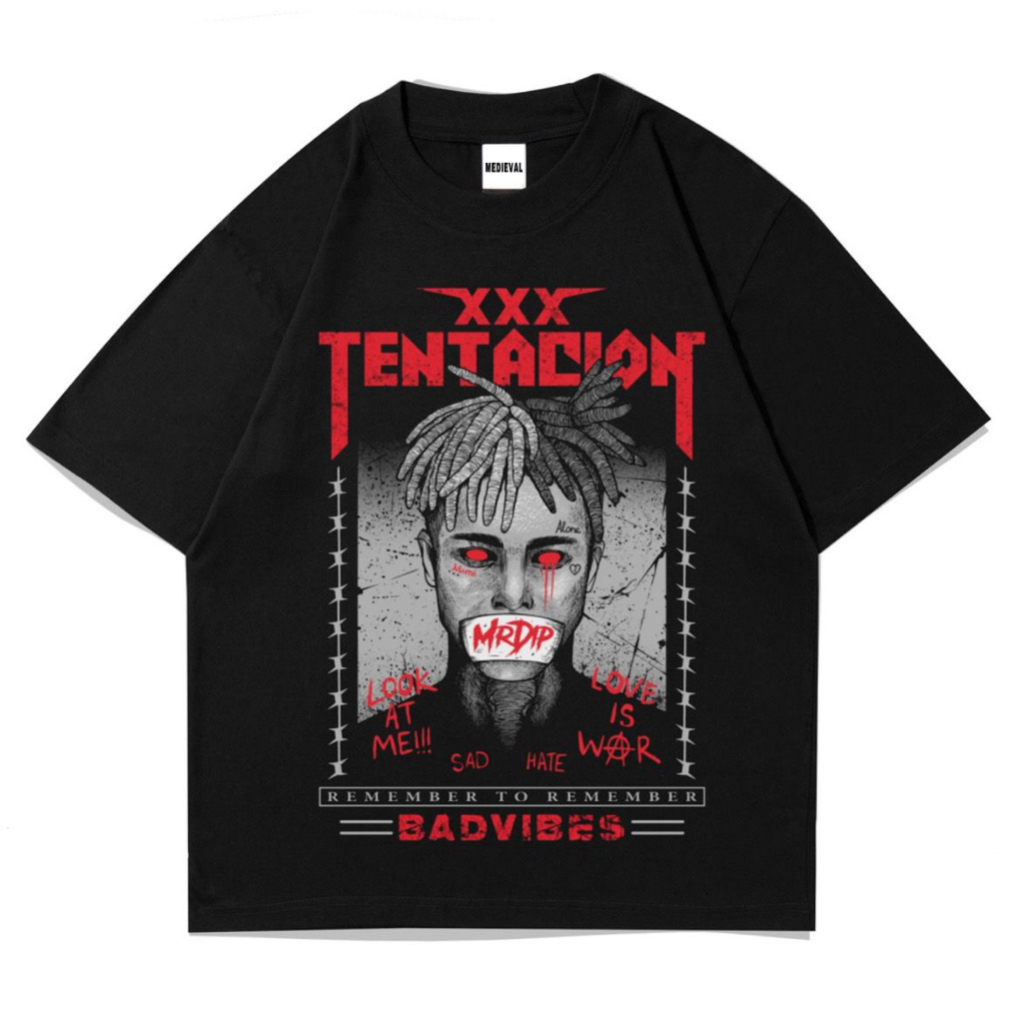 Kaos Baju Rap Tee Pria Wanita XXX TENTACION RAPPER BADVIBES & TRAVIS SCOTT RAPPER - VINTAGE - RAP TE