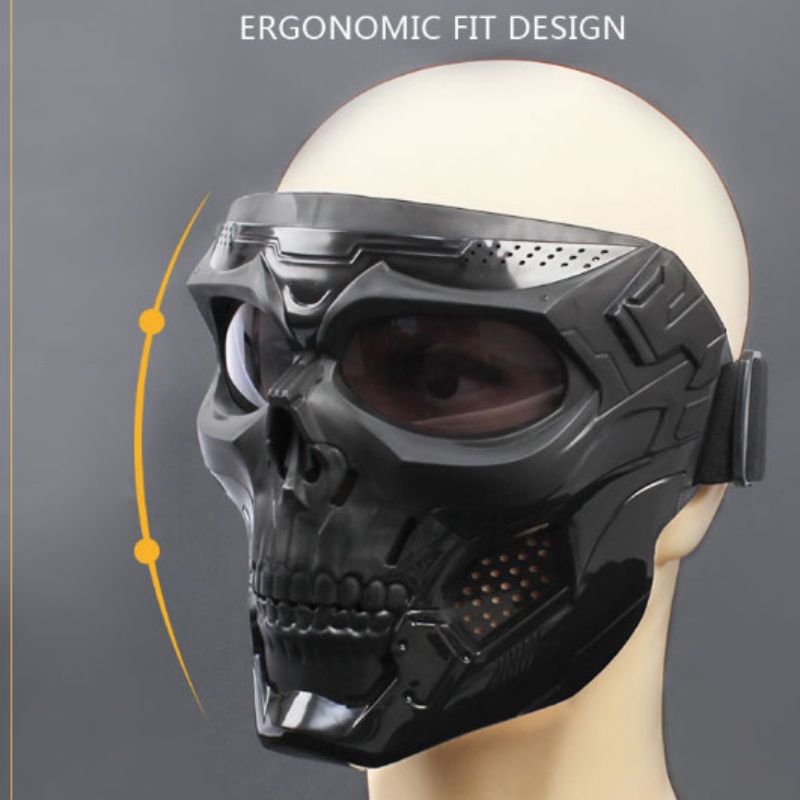 WOSPORT Masker Motor Topeng Full Face Skull - MA-110 - Black