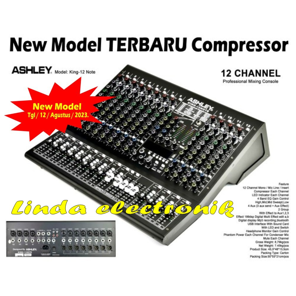 Mixer Ashley KING 12 Note Original ashley KING12 note Interface USB Bluetooth compressor