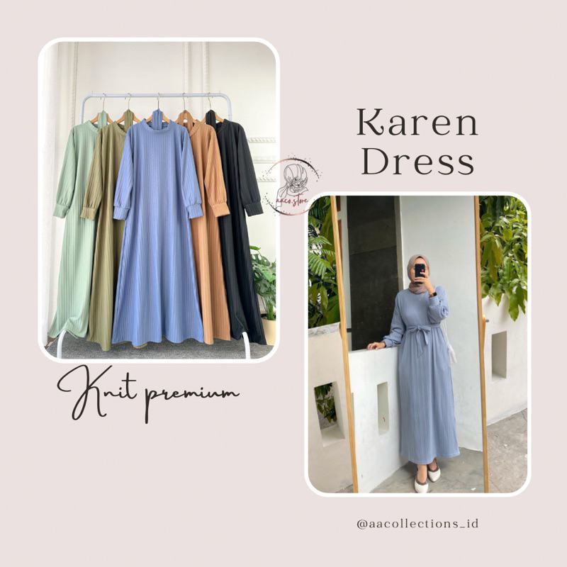AACO-KAREN DRES KNIT PREMIUM GAMIS KNIT WANITA DRES KNIT TERMURAH