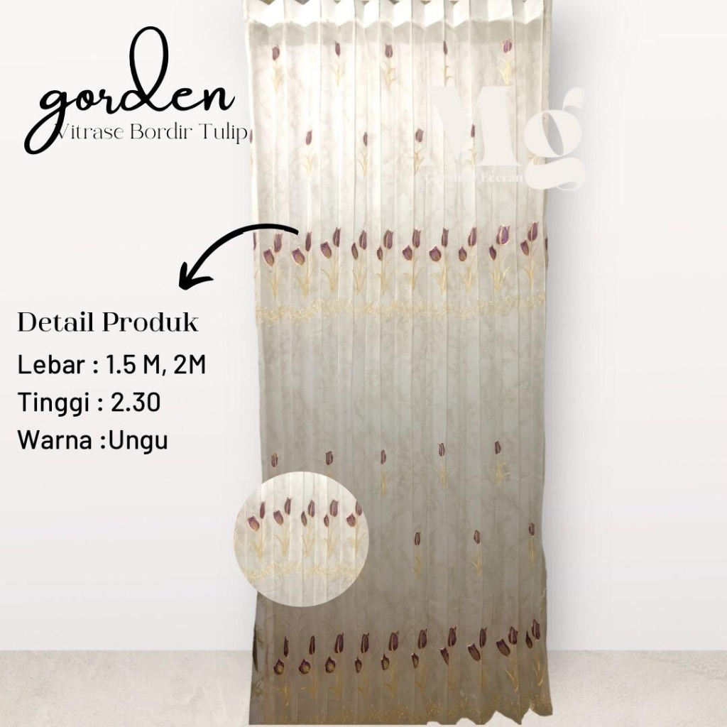 Vitrase Dalaman Gorden Tulip Bordir