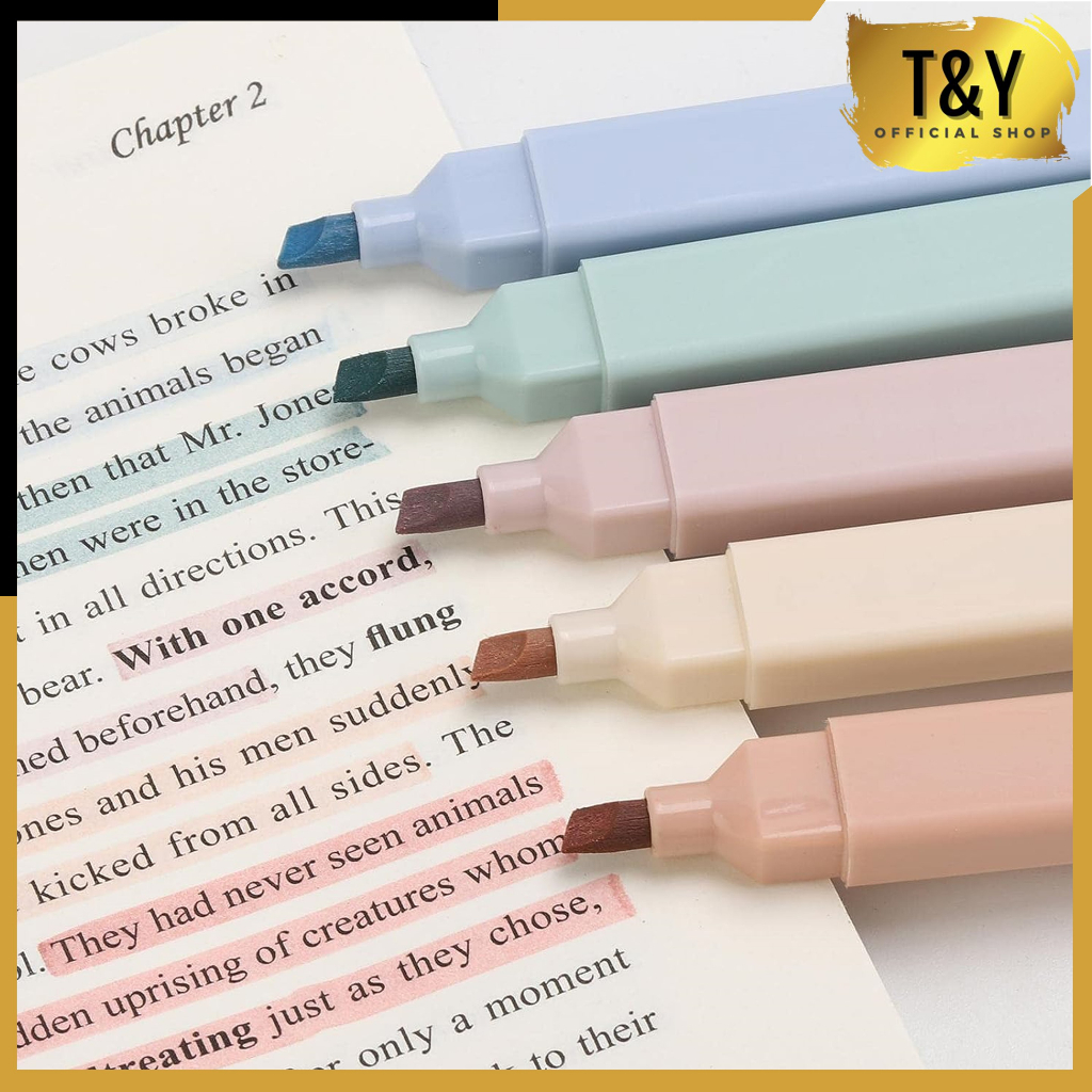 

T&Y Highlighter Dua Sisi Warna pastel 6Pcs Pastel 2 Sisi Pen Diary Marker Stationery Lucu Unik Penanda Buku Warna Warni Pena Kepala Ganda Ujung Lembut