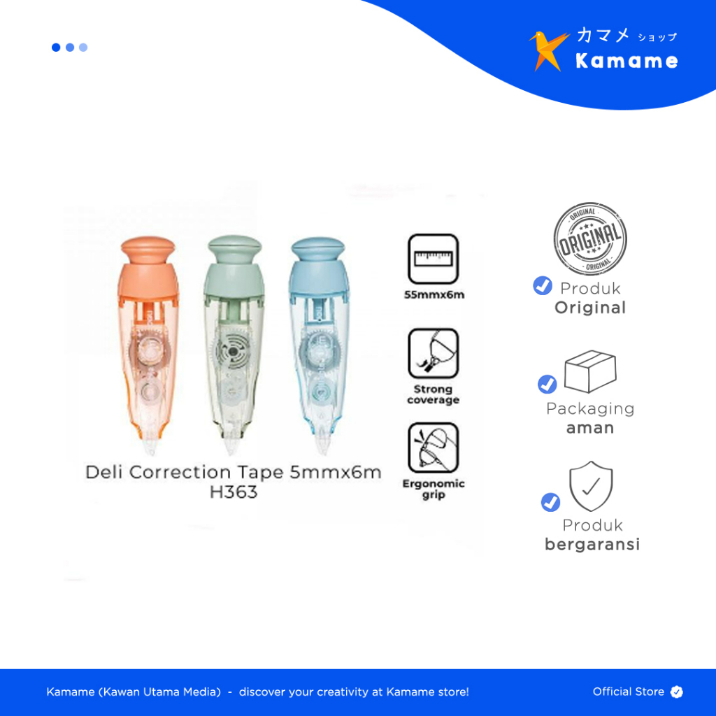 

Deli Correction Tape - Retracable Pita Koreksi Cetek 6M Free Refill H363 - Kamame