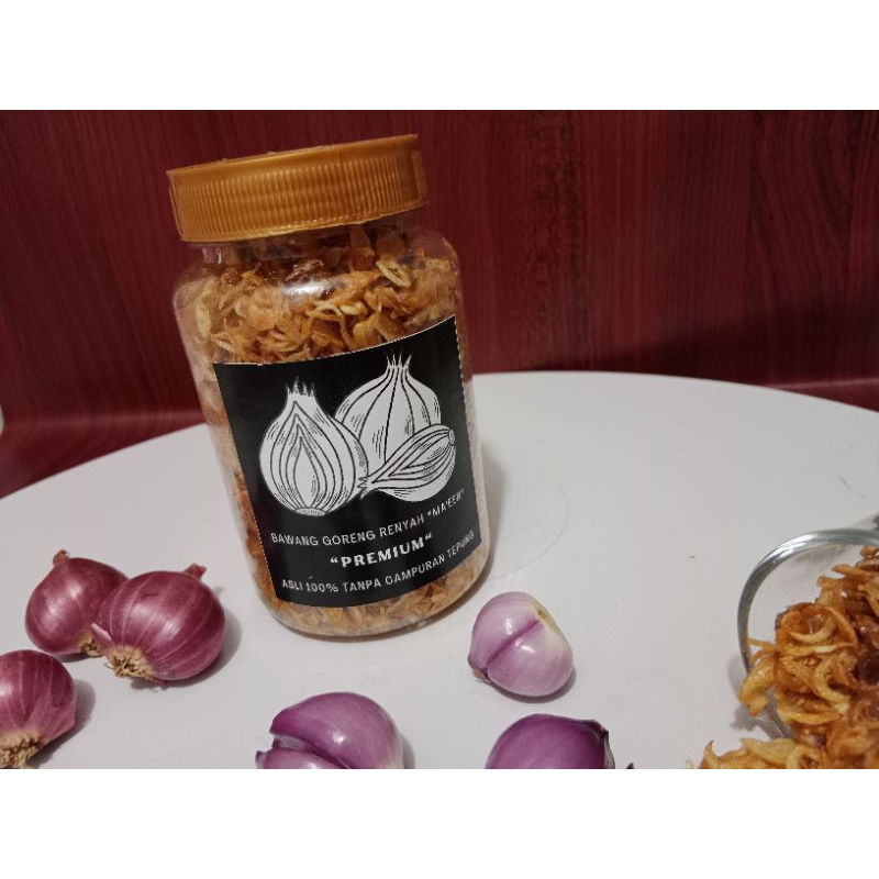 

BAWANG GORENG TERLARIS//BAWANG GORENG PREMIUM MA'EEN 100gr/ASLI 100%TANPA CAMPURAN TEPUNG