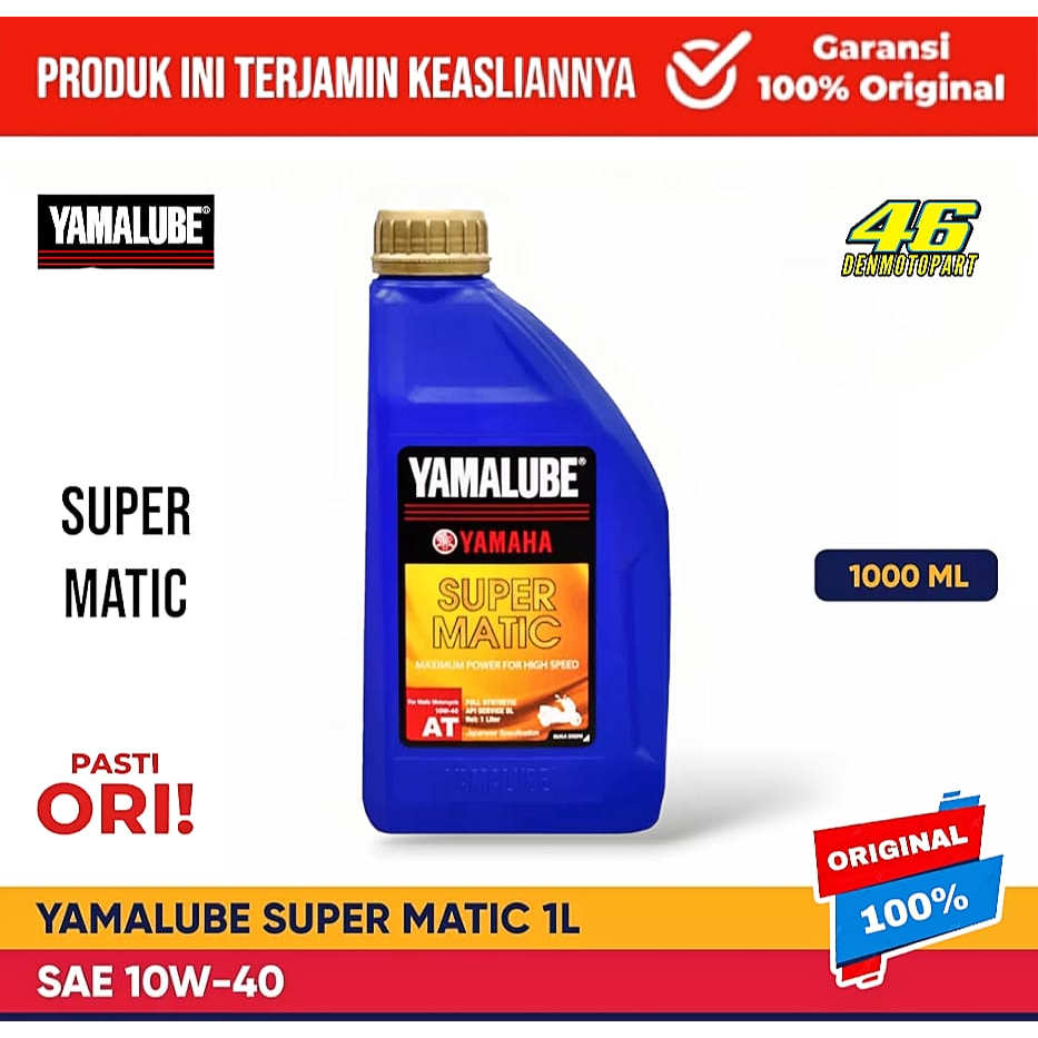 Oli Mesin 100% Original YAMALUBE SUPER MATIC SAE [ 10W-40 ] 1L 1000ML Matic - N Max , Lexi , Aerox ,