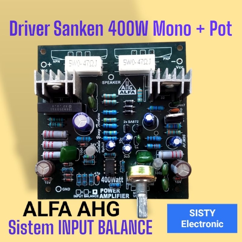 Kit Driver Sanken 400w Mono + potensio Input Balance ALFA AHG