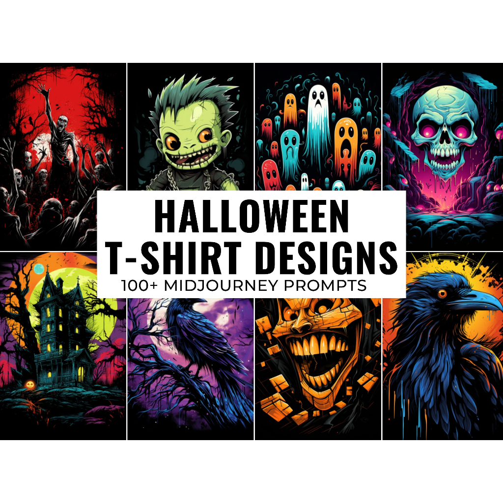 100+ Halloween T-shirt Designs Midjourney Prompts, AI Art, Midjourney Prompt, Midjourney AI Art, Lea