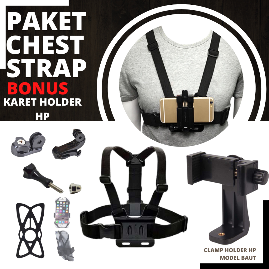 Chest Strap Tali Dada Handphone Body Strap Hp Holder Clamp 360 Mounting Strap Hp Dada Untuk Motovlog