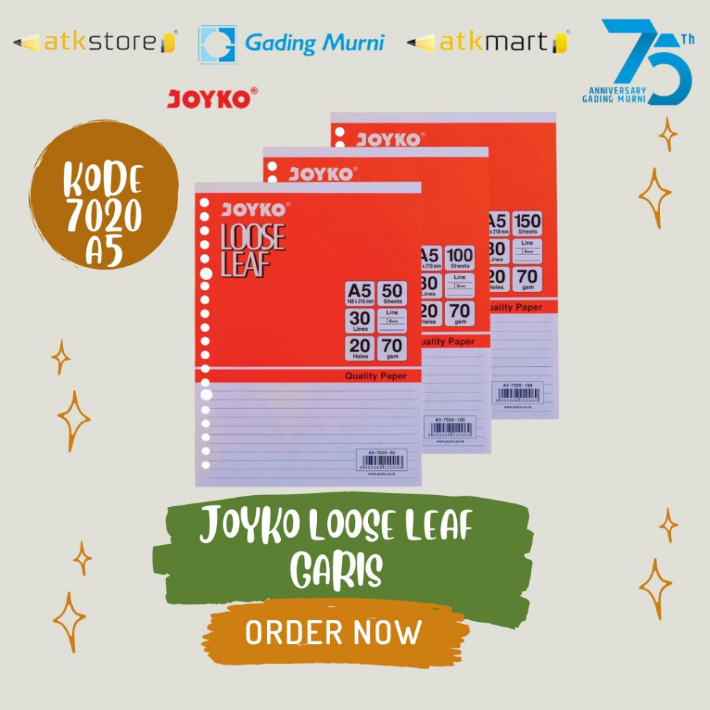 

JOYKO LOOSE LEAF GARIS A5-7020-50 A5 50LBR