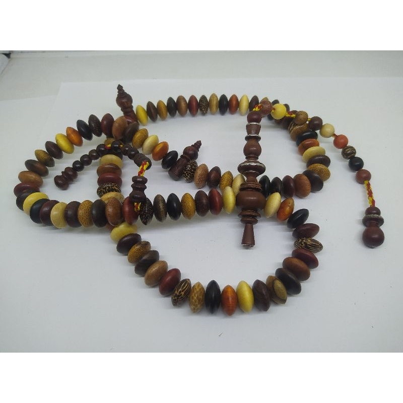 Tasbih Kombinasi 11 Kayu 99 butir Model Pipih Dari Kayu Bertuah