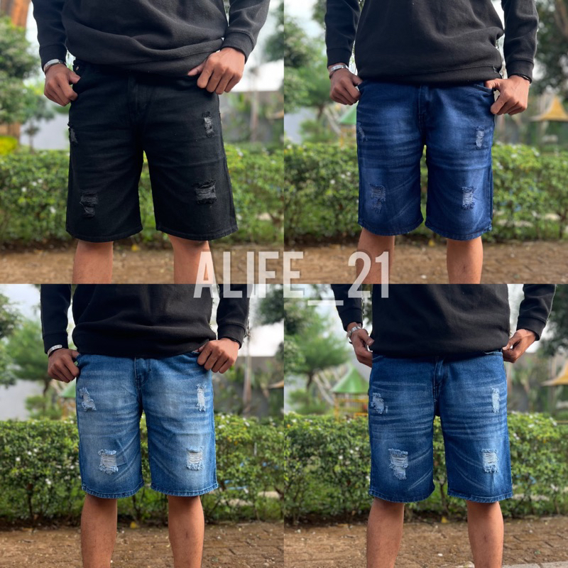 Celana pendek sobek - ripped jeans - celana jeans cowok - jeans sobek - jeans pendek