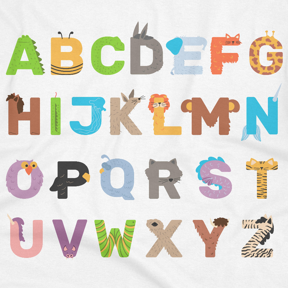 SABLON SETRIKA ALPHABET ANIMAL | SABLON DONG HURUF ANIMAL KAOS ANAK | SABLON DTF ALPHABET ANIMAL CUT