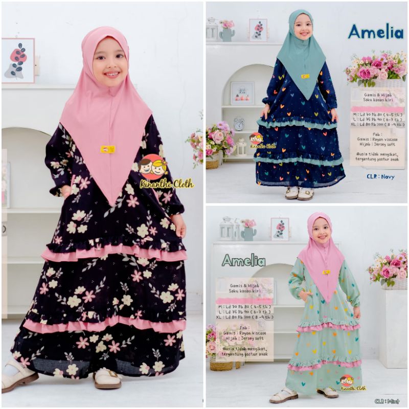 Gamis Kerah Anak Motif Original Kinanthi Cloth Dress Muslim Kids Katun Rayon Mix Hijab Jersey Premiu