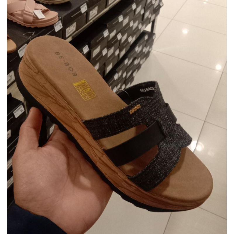 sandal slop tali lebar wedges wanita brand be.bob original || sandal wanita sandal ibu- ibu be.bob k