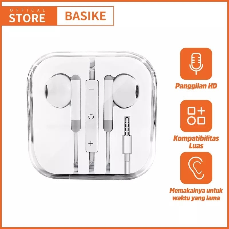 headset gaming BASIKE  Earphone macaron samsung oppo bass dengan Mic +