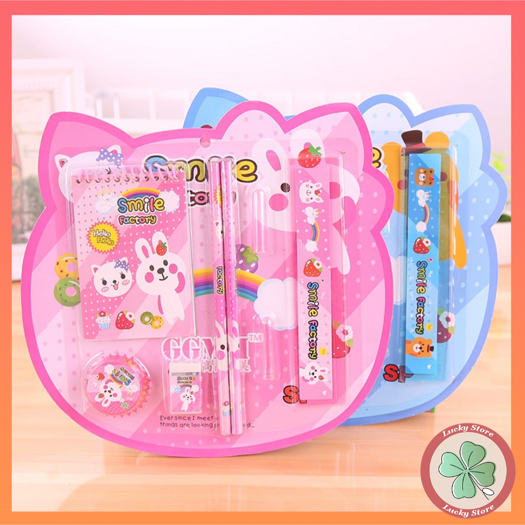 

Stationery Set 8in1 Smile Factory / Set Stationery 8 in 1 Motif Cute / SET LENGKAP ALAT TULIS LUCU SOUVENIR ULANG TAHUN