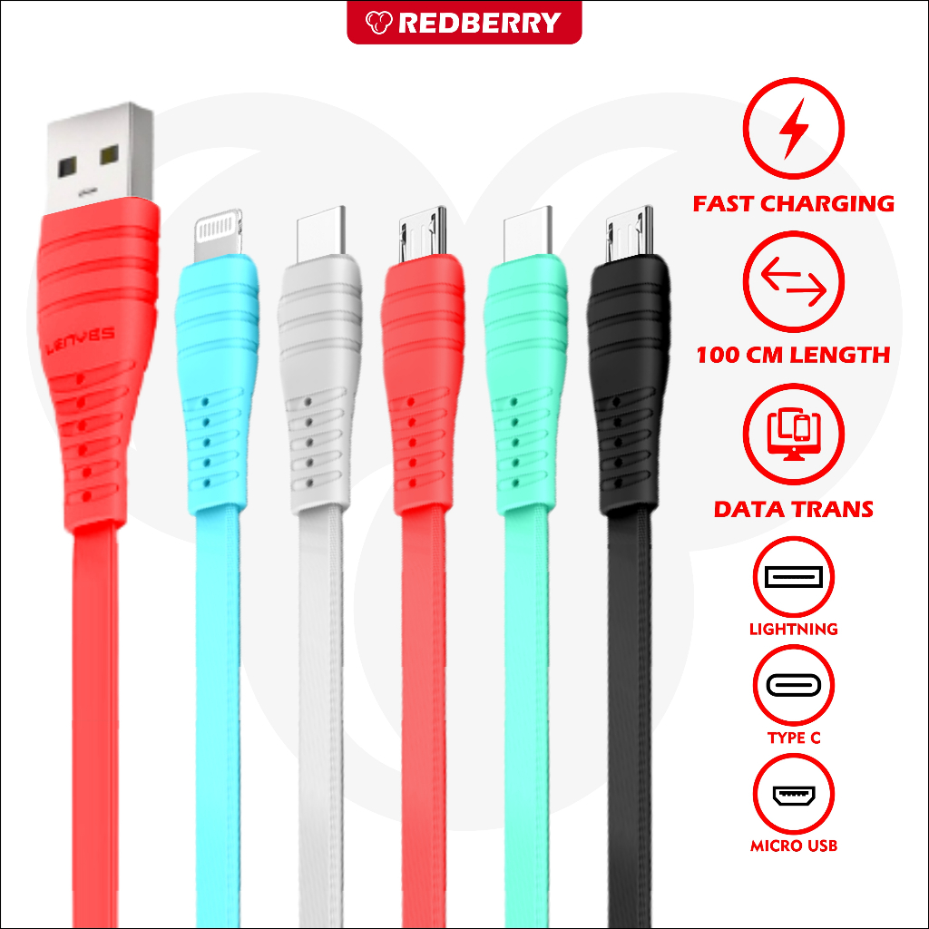 Kabel Data LENYES LC923 Fast Charging iphone Lightning android Type C Micro USB 2A cas charger ori