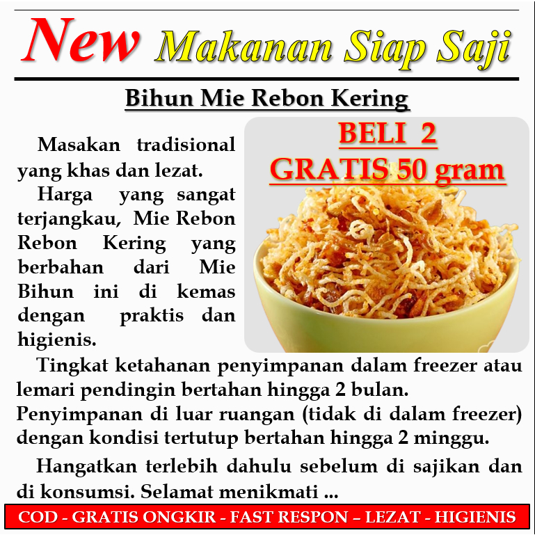 

Makanan Siapa Saji Mie Rebon Bihun Kering