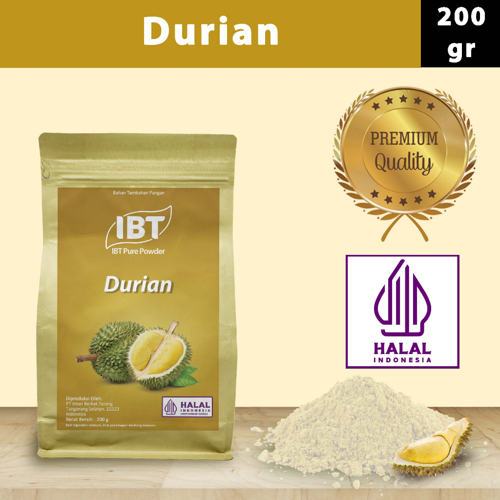 

Pure Durian Powder Essence Murni Bubuk Import Makanan Kue 200 gr