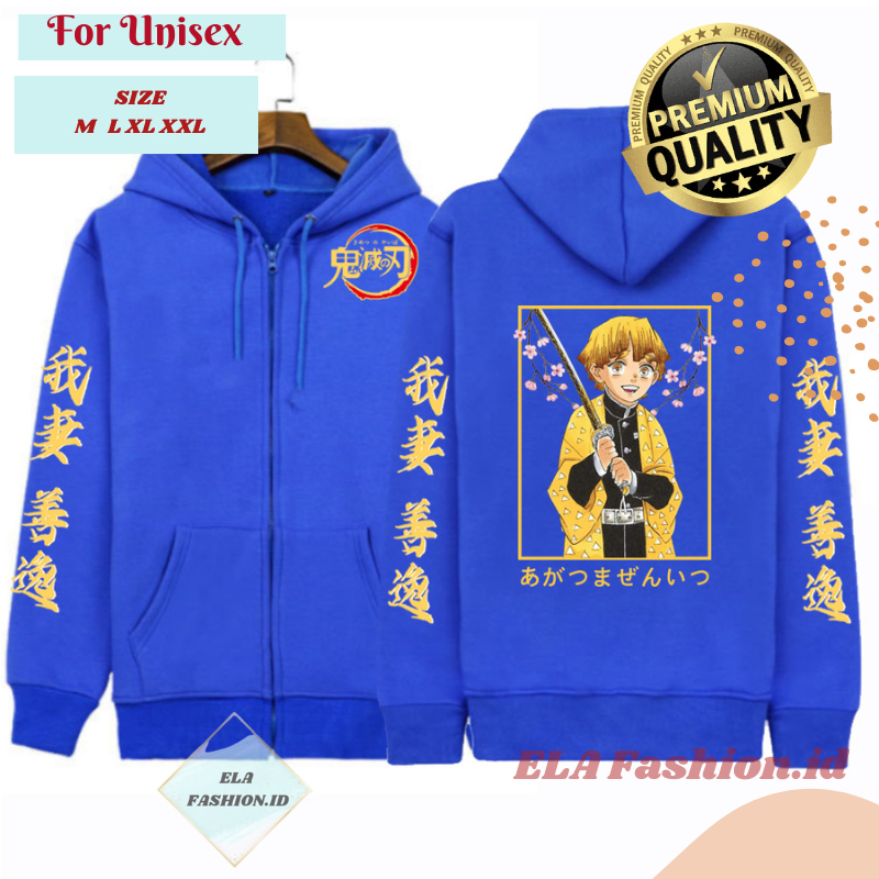 Zenitsu Agatsuma Jaket Resleting Anime Demon Slayer - Jacket Zipper Waifu Wibu Anime