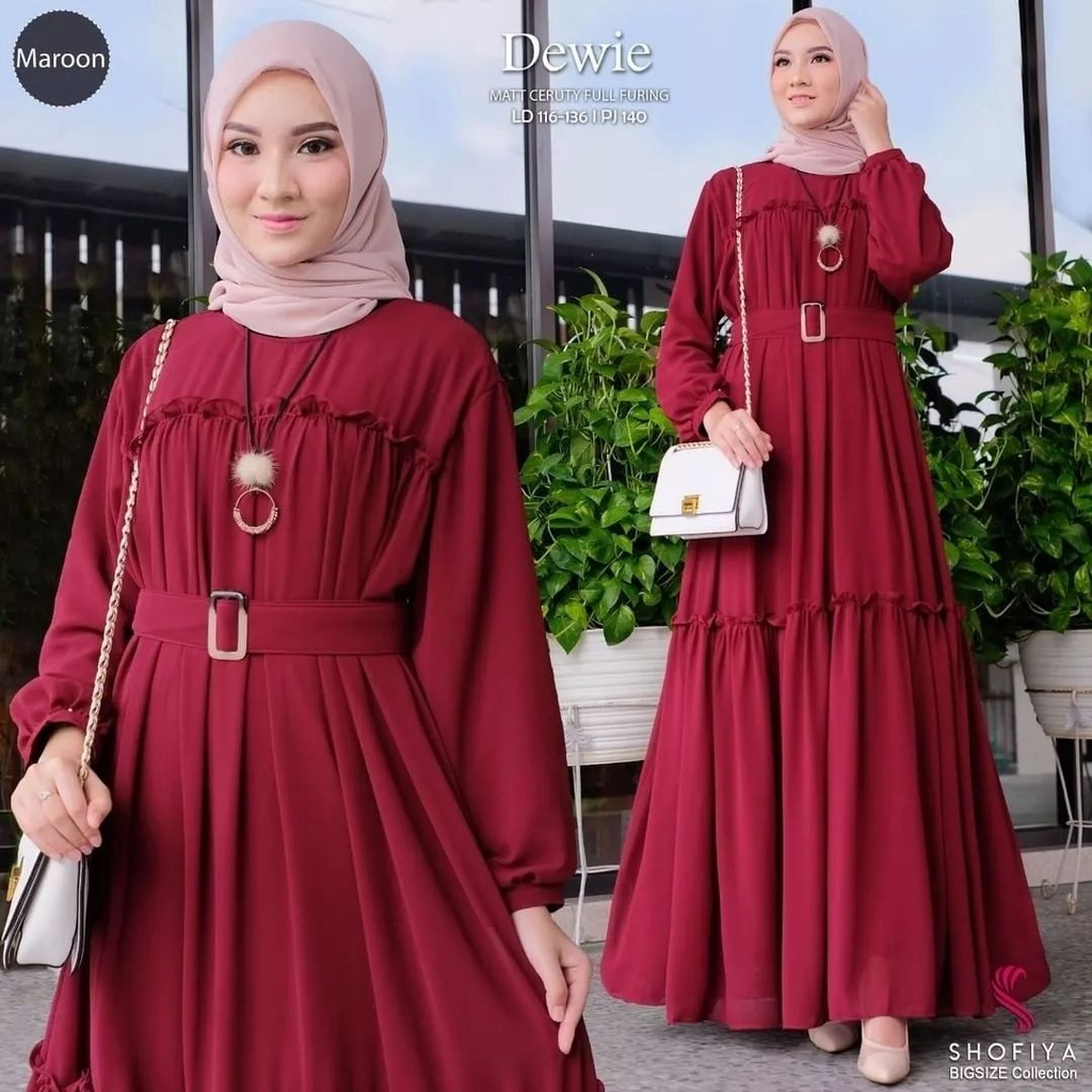 Gamis Terbaru Dewie Dress bahan ceruty babydoll premium ld 110 cm pb 140 cm Pakaian muslim wanita Dr