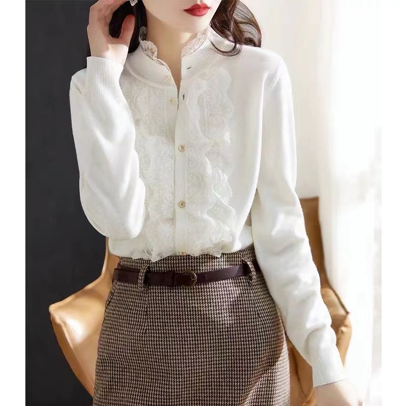 Kemeja Wanita Lengan Panjang Kombi Brukat -  112 Baju Atasan Wanita Import Premium