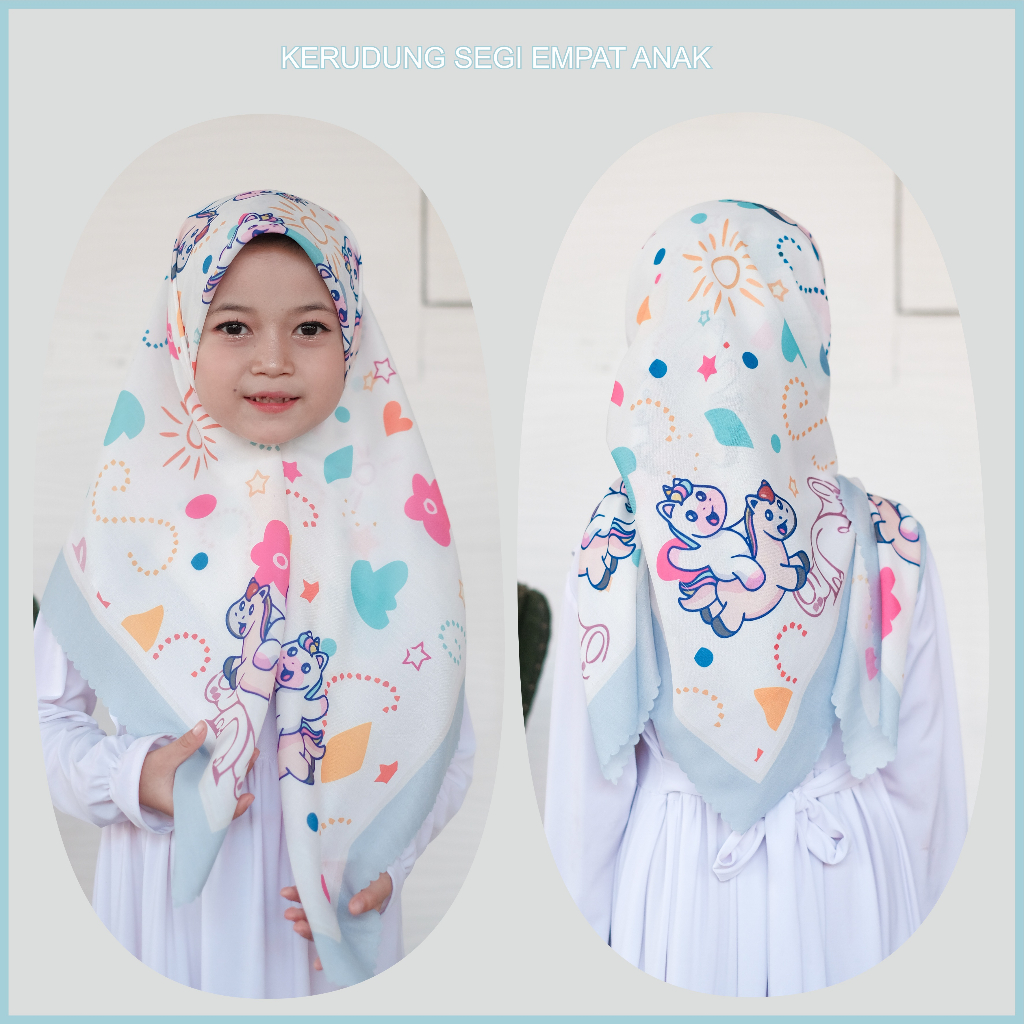 Kerudung Segi Empat Anak Karakter Terbaru Kuda Poni- Hijab Anak (BISACOD) - Fashion Muslim Anak
