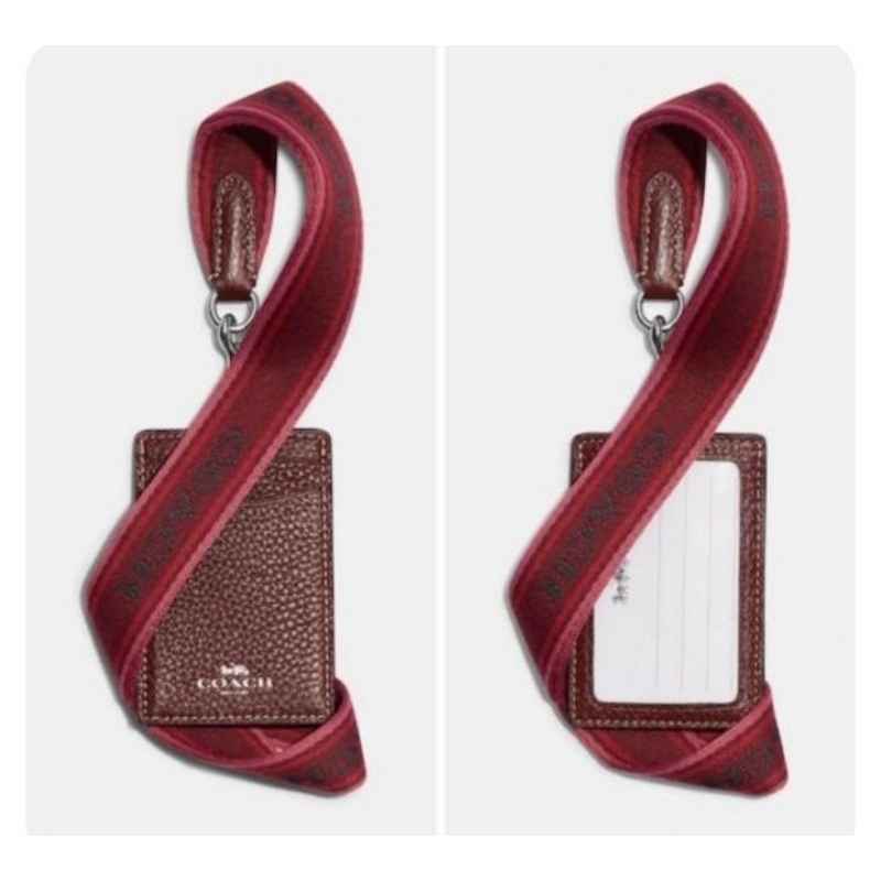 

Pabbled leather id lanyard wine multi